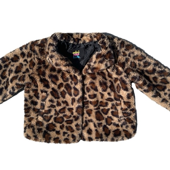 Mini Pop Kids Girls Cheetah Fluffy Coat Size 6 - Picture 1 of 6